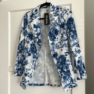 Blue floral print blazer